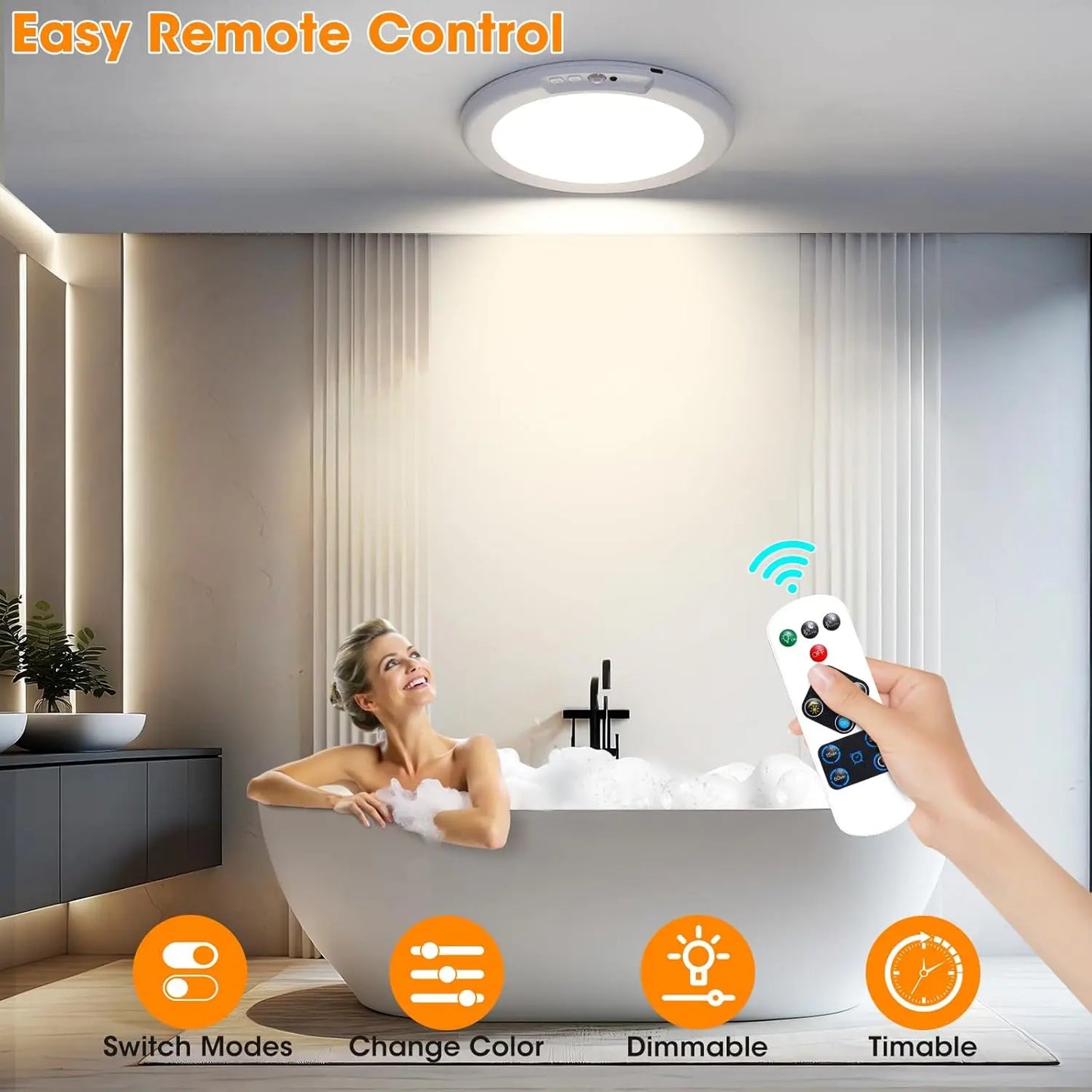 Rechargeable Motion Sensor Ceiling Light with Remote